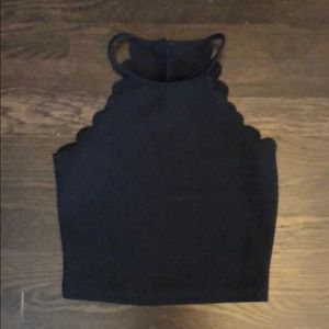 Black scallop tang top